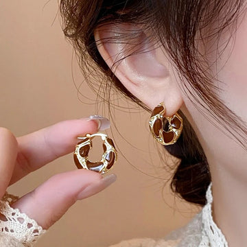 DAIIIBABYYY  -  Korean New Design Fashion Jewelry Gold Color Vintage Leopard Enamel Irregular Earrings Elegant Women's Daily Work Accessories